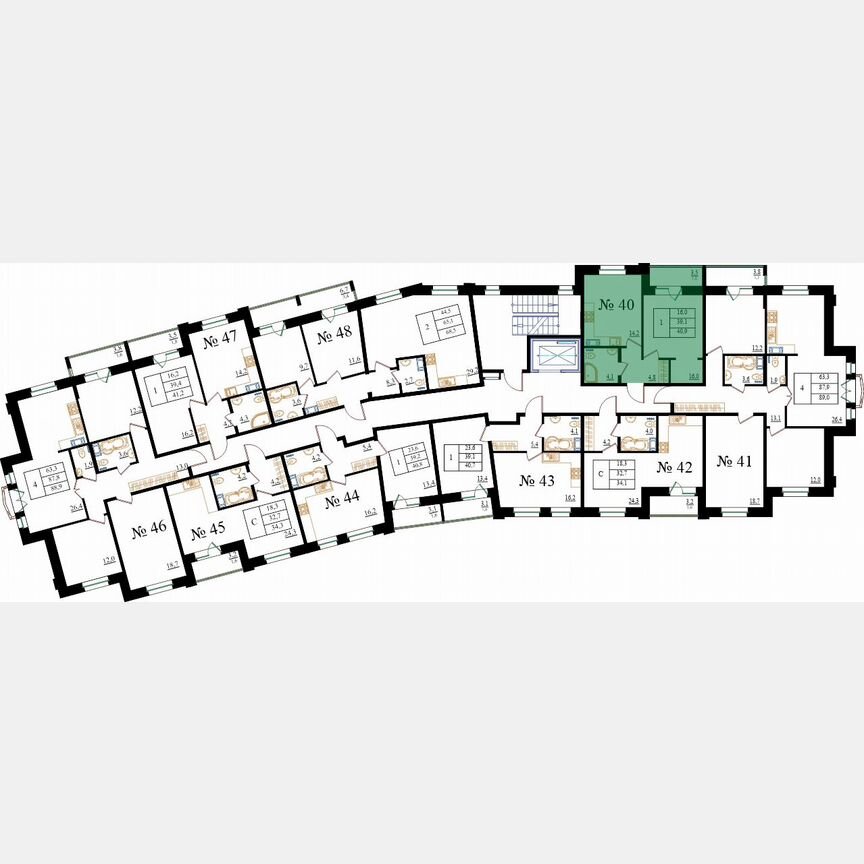 1-к. квартира, 40,9 м², 6/8 эт.