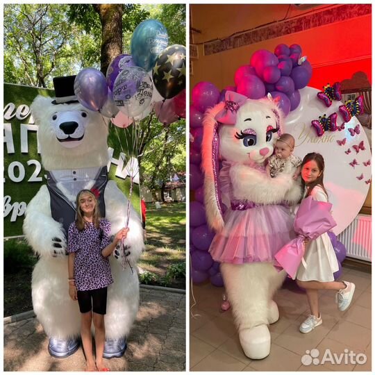 Зайка и медведь аниматоры и ростовая кукла