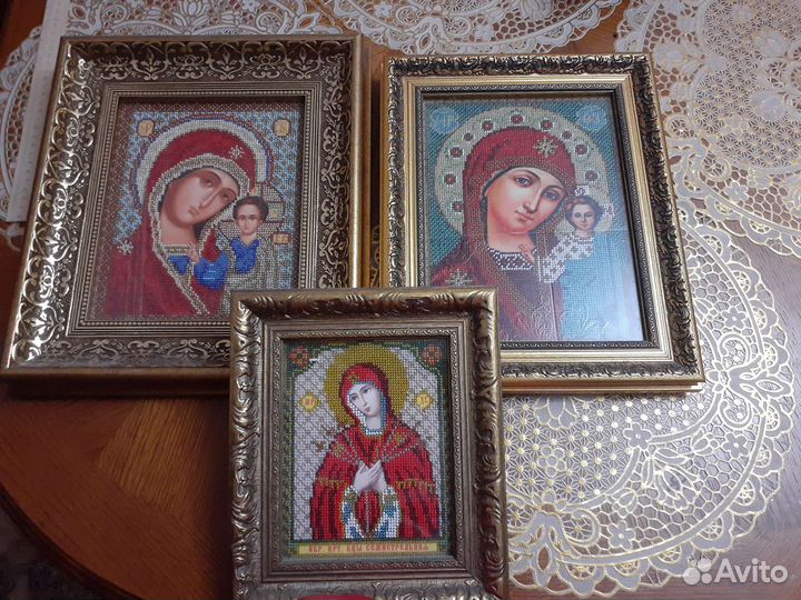 Иконы вышитые бисером божья матерь
