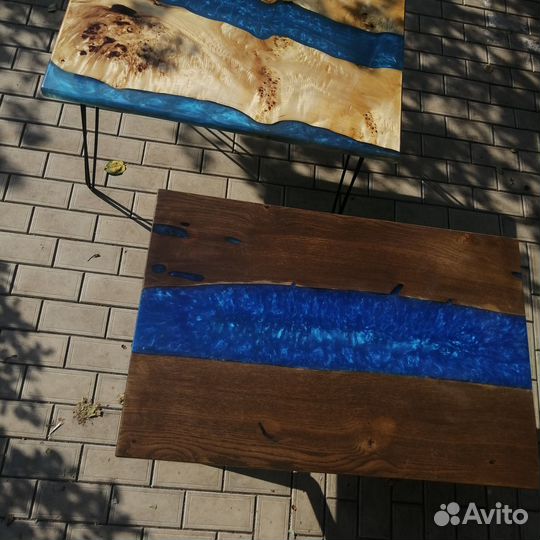 Журнальный столик эпоксидная смола и слэб