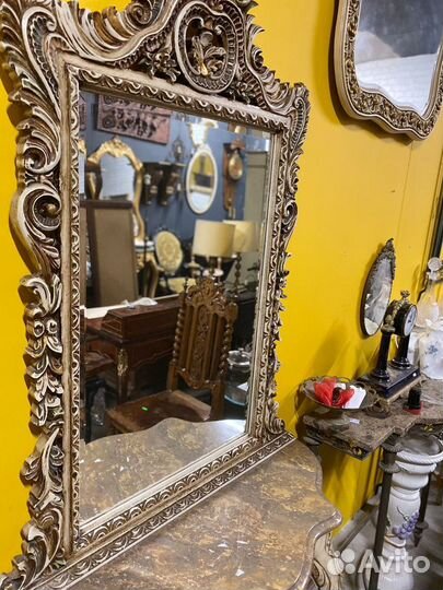 Зеркало консоль дерево мрамор винтажные