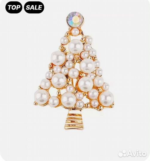 Брошь Елочка из жемчуга