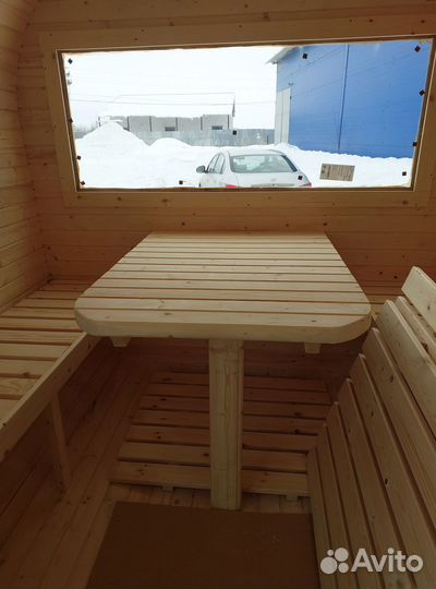 Баня бочка с козырьком