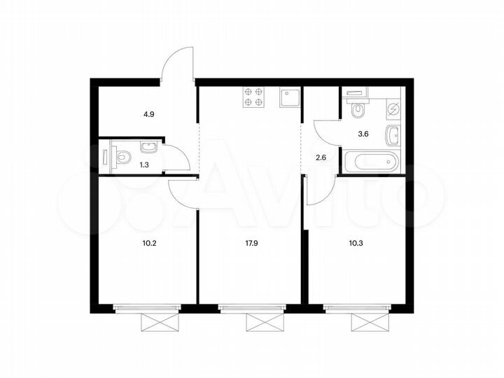 2-к. квартира, 50,8 м², 22/33 эт.
