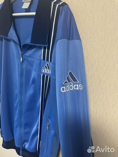 Винтажная олимпийка adidas 90 х синяя ретро