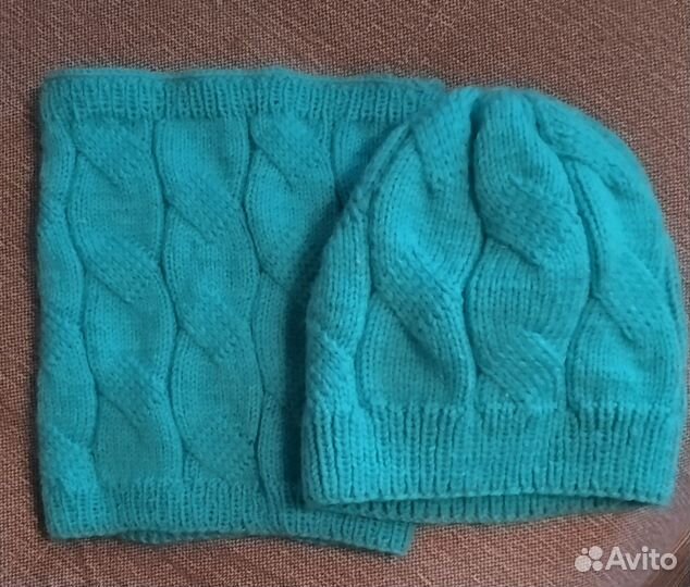 Набор вязаный шапка+снуд