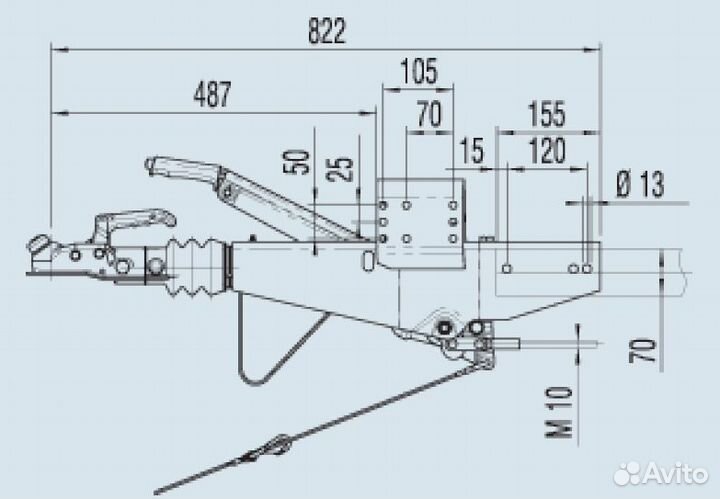Тормоз наката прицепа alko Четырехгранный 950-160