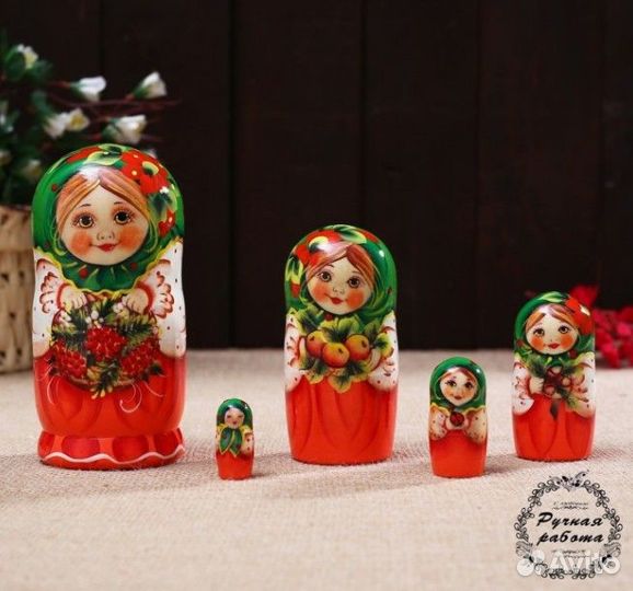 Матрёшка «Алина с рябиной», 5 кукольная, 11см люкс