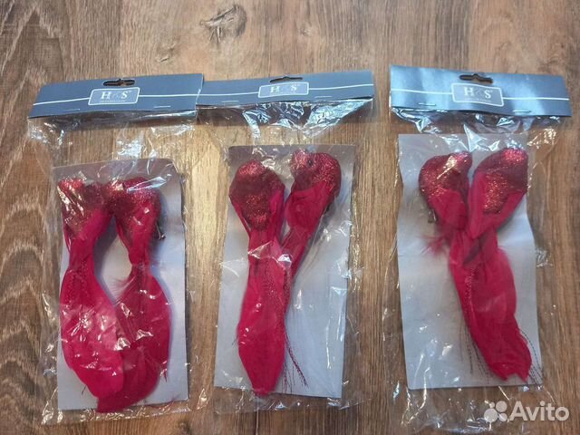 Птички новогодние украшения на клипсе