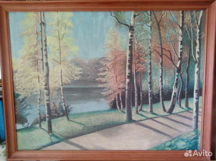 Пейзаж Дорога в парке холст масло СССР или трофей