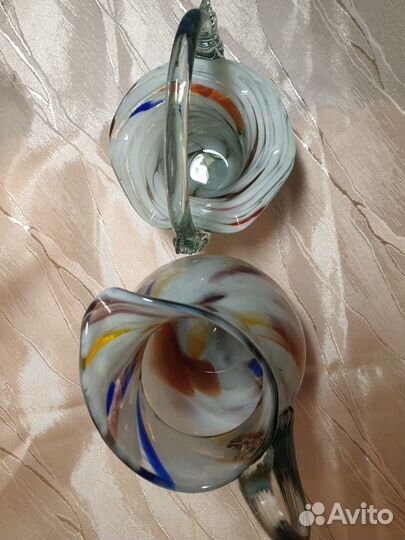 Кувшин кружка конфетница ваза гутное стекло