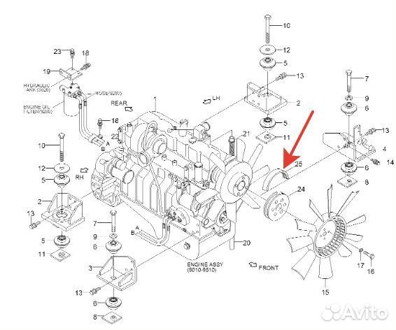 Ремень ручейковый экскаватора Hyundai R250LC7 3925953