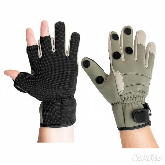 Перчатки рыбацкие неопрен. на липучке Хаки HS-HY-D