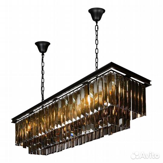 Люстра металлическая и хрустальная в гостиную