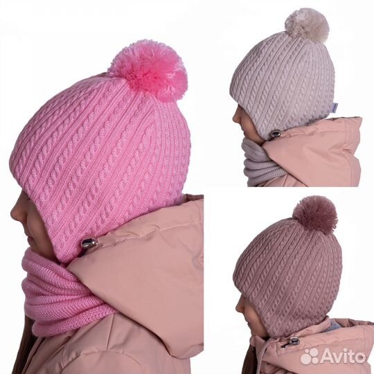 Комплект шапка+снуд для девочки, демисезон