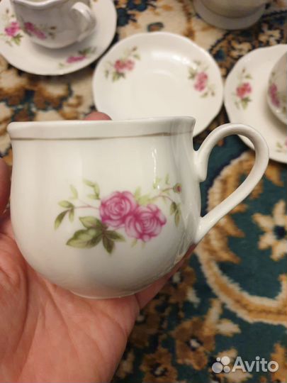 4 чайные пары с чайником