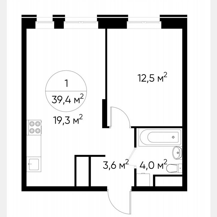1-к. квартира, 39,4 м², 18/19 эт.