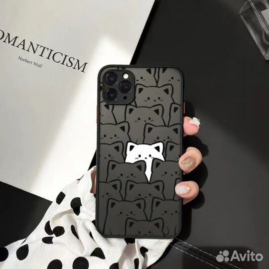 Чехол Cute Cat на iPhone 14 Pro Max (Grey)