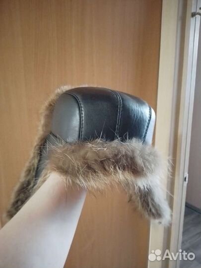 Шапка ушанка меховая,коженная