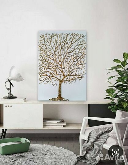 Картина интерьерная золотое дерево