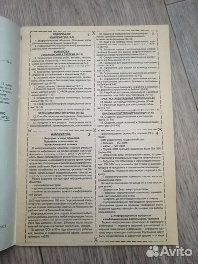 Книжка шпаргалка по информатике