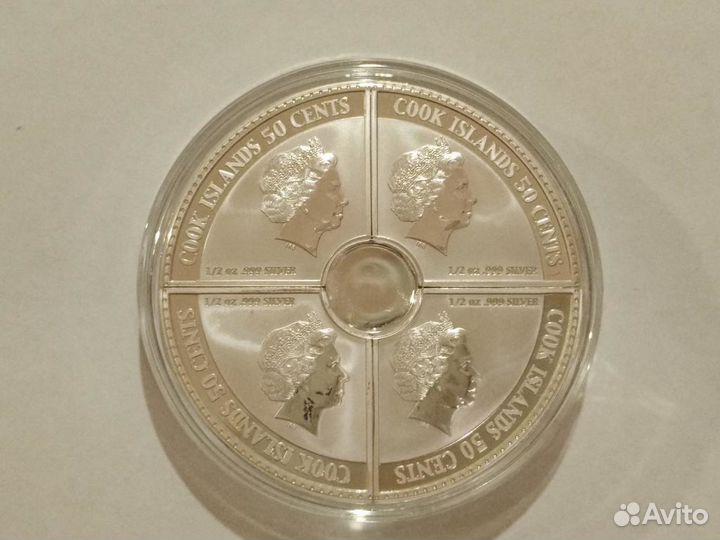 4-е полунцевых, серебро 999. Острова Кука