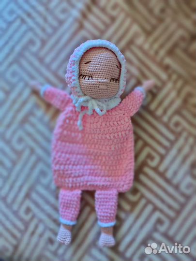 Кукла пупс мягконабивная игрушка-кармашек вязаная