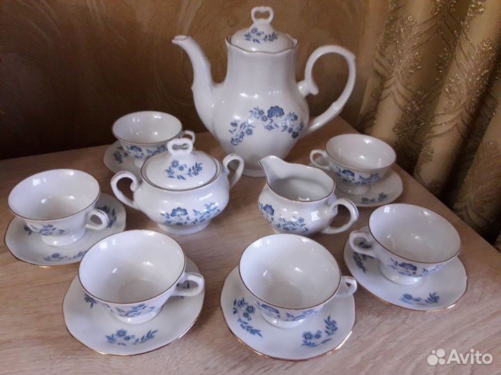 Кофейный сервиз 15 предметов Польша Винтаж Фарфор