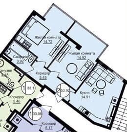 2-к. квартира, 54 м², 5/9 эт.