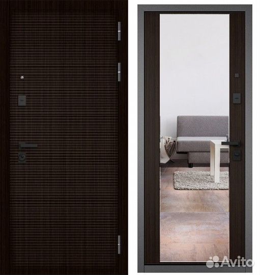 Металлические двери с зеркалом