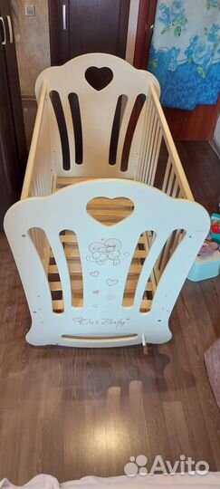 Детская кровать+стульчик для кормления+матрас