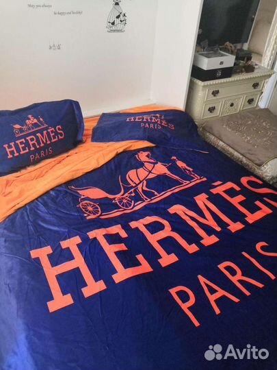 Постельное белье Hermes, велюр, евро, новое