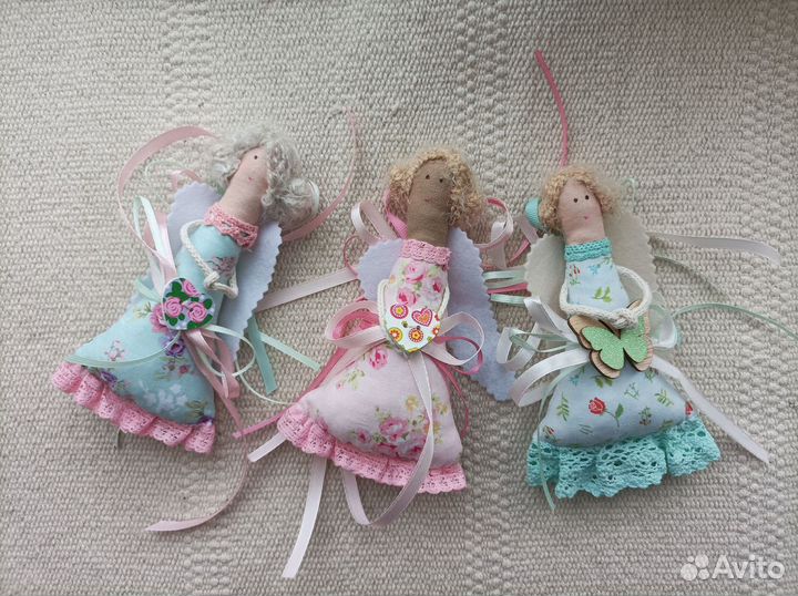 Ангелочки игрушка из ткани, сувенир на 8 марта руч