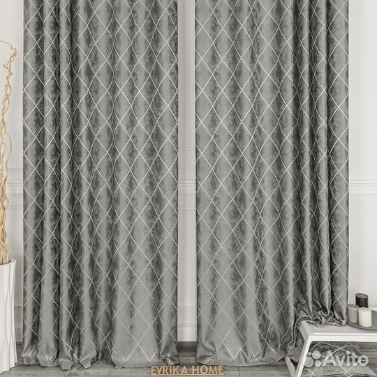 Шторы жаккард Леман Стальной готовые и на заказ