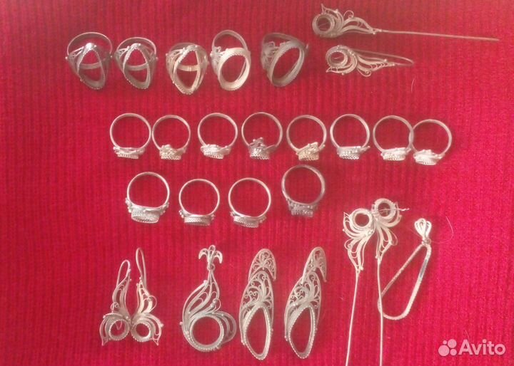 Оправы для колец, сережек,кулонов, скань