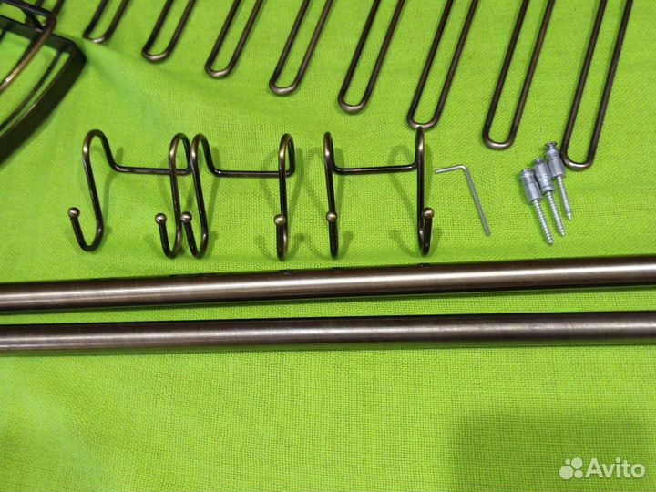 Рейлинг для кухни с полками, античная бронза