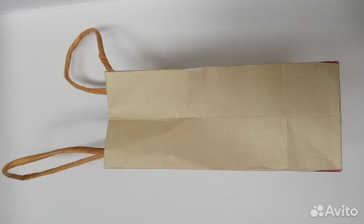 Пакет новогодний бумажный с дедом морозом крафт