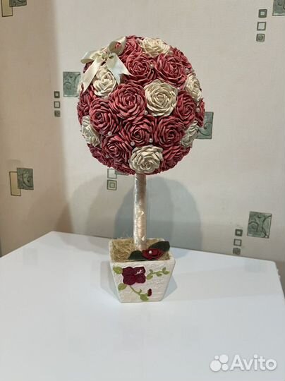 Топиарий розы из бумаги