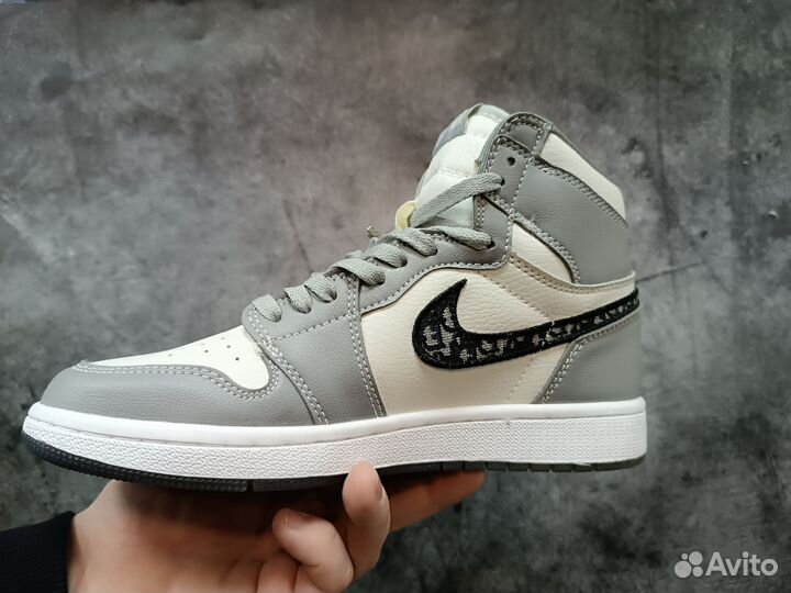 Кроссовки кеды Nike air Jordan Dior grey