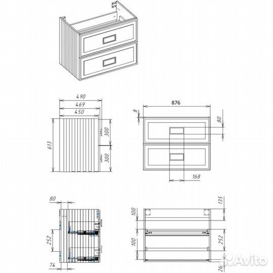 Тумба с раковиной La Fenice Cubo Twin FNC-01-CUB-B