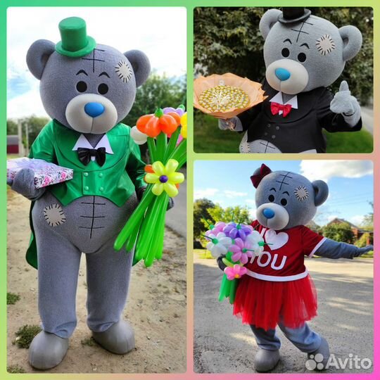 Мишка Тедди на праздник, ростовая кукла, аниматор