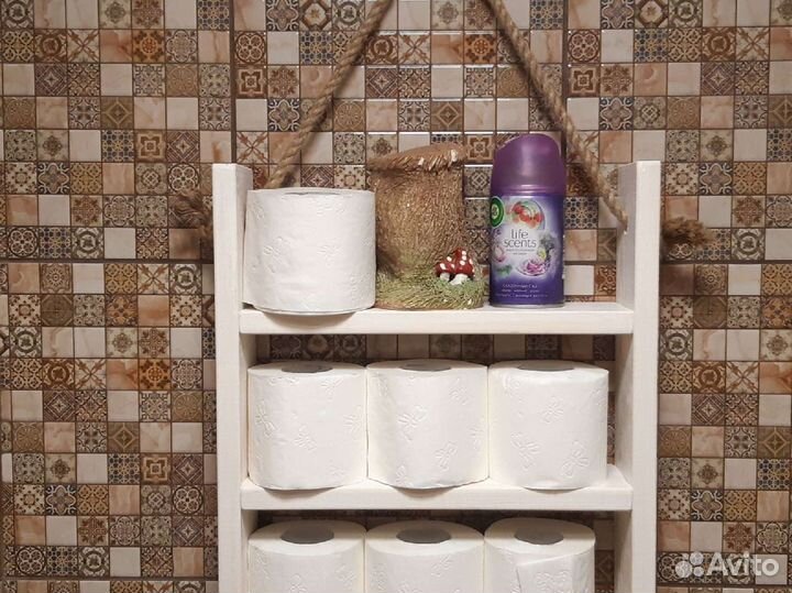 Полка настенная деревянная для ванной, кухни, туал