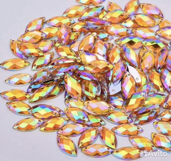 Стразы пришивные стеклянные разноцветные радужные