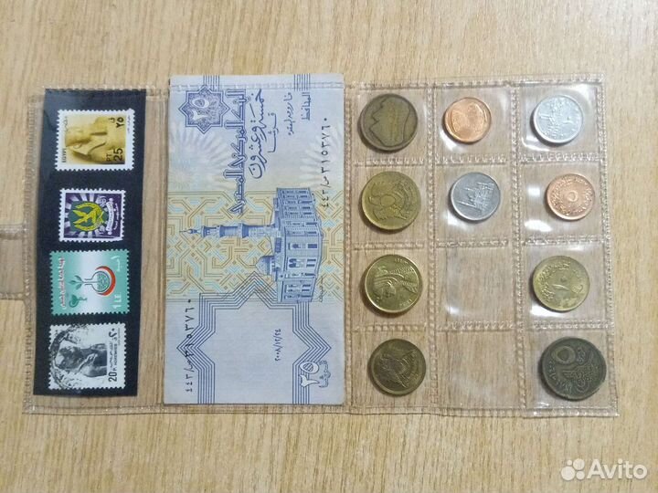 Монеты, марки, банкнота Египта
