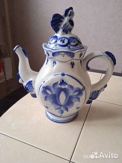 Кофейник чайник Гжель петушки