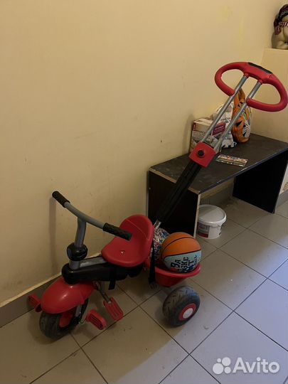 Велосипед трехколесный с ручкой