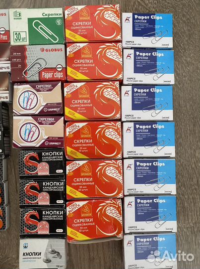 Канцелярия Скрепки, кнопки, скобы