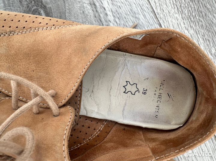 Мягкие летние ботинки с перфорацией кожаные 39 р