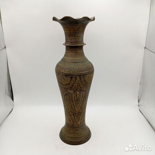 Ваза Для Цветов Латунь Индия Резьба Узоры Винтаж