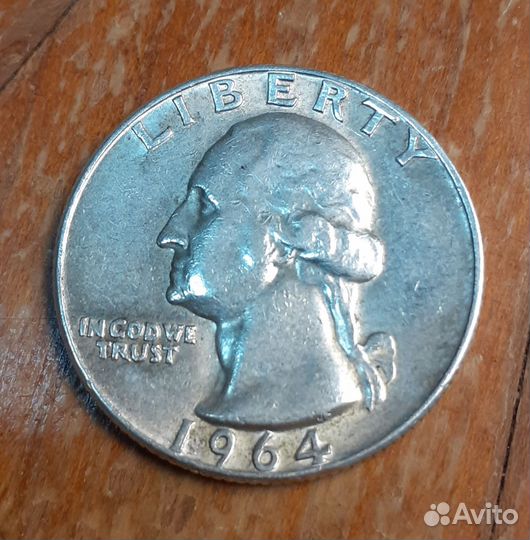 Квотер 1964 г. серебро